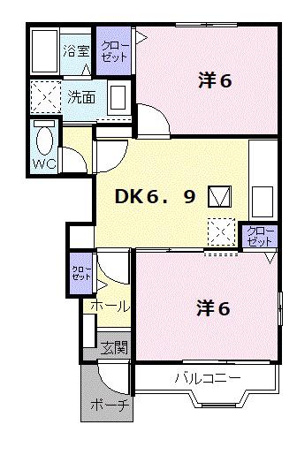 ガーデン彦崎(2DK/1階)の間取り写真