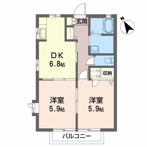 ドルチェ・A(2DK/1階)の間取り写真