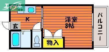 レクサス芳泉 II(1K/2階)の間取り写真