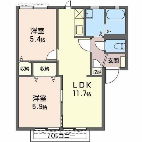 ホワイトベア(2LDK/2階)の間取り写真