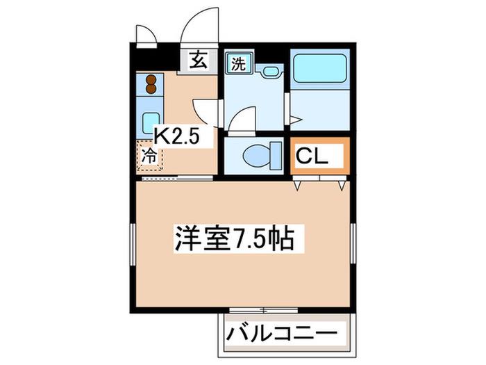 アムールKY(1K/1階)の間取り写真