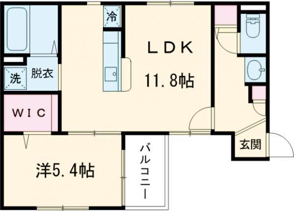 COCON翠(1LDK/1階)の間取り写真