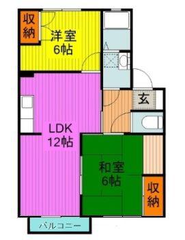 リヴィエール A棟(2LDK/2階)の間取り写真