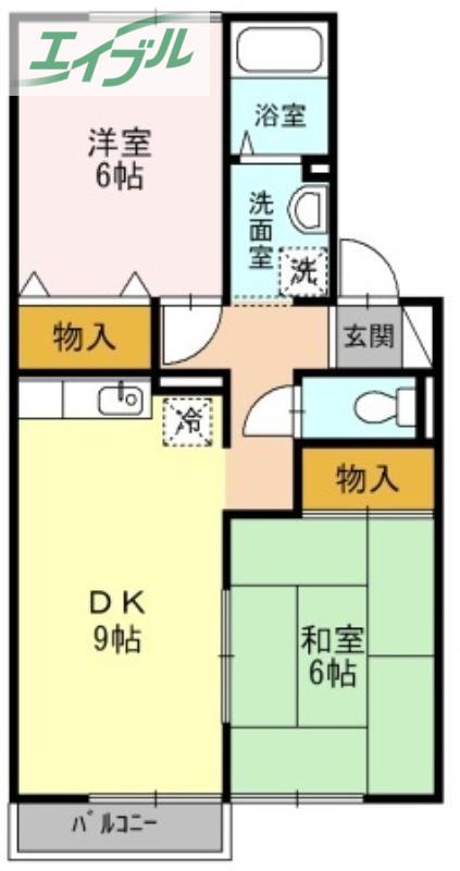 プレザント芳泉(2DK/2階)の間取り写真