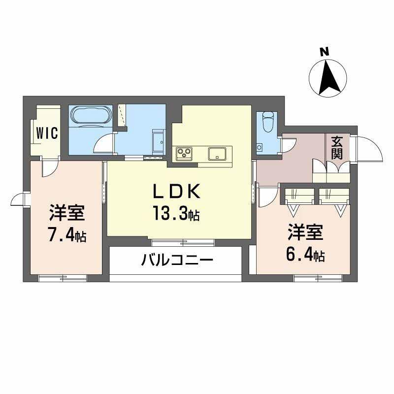 輝 阪南町(2LDK/2階)の間取り写真