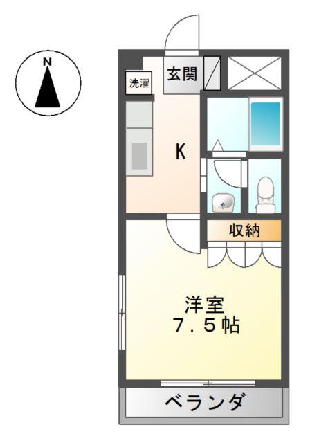 クレール湘南(1K/3階)の間取り写真