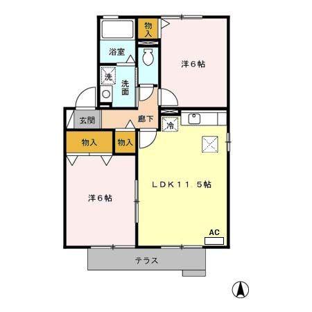 コンフォール花園A(2LDK/1階)の間取り写真