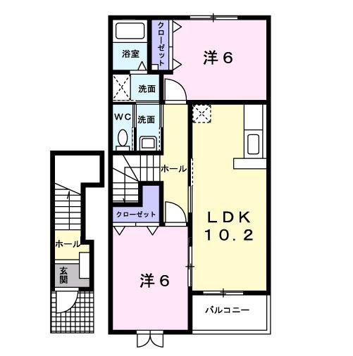 ファミリアI(2LDK/2階)の間取り写真