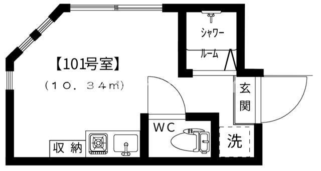 森テラス(ワンルーム/1階)の間取り写真