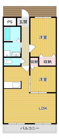 羽鳥フラッツ(2LDK/1階)の間取り写真