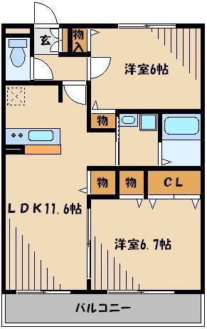 桜メゾン(2LDK/1階)の間取り写真