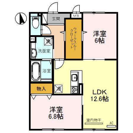 オリーヴ(2LDK/3階)の間取り写真