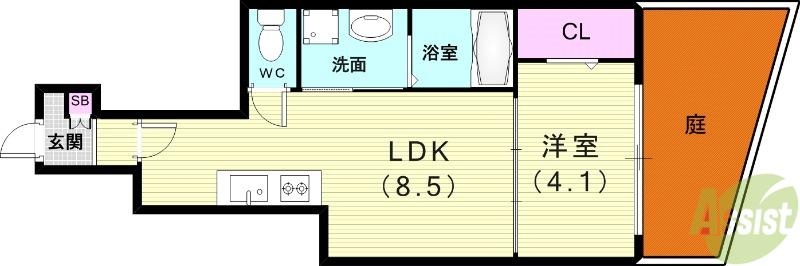 M&H ALEGRIA豊中曽根(1LDK/1階)の間取り写真