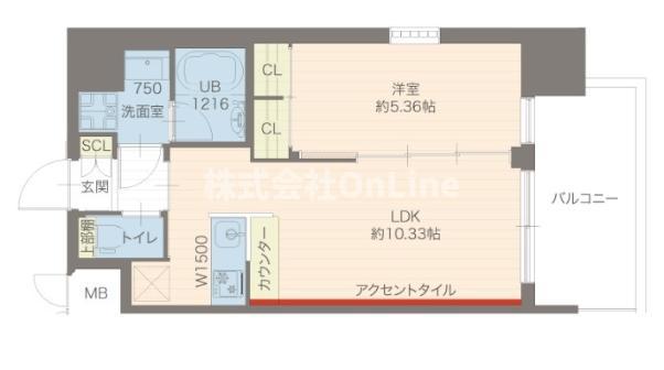 プレジオ城東(1LDK/9階)の間取り写真