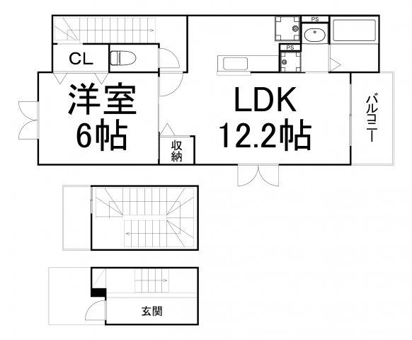グラシア(1LDK/3階)の間取り写真