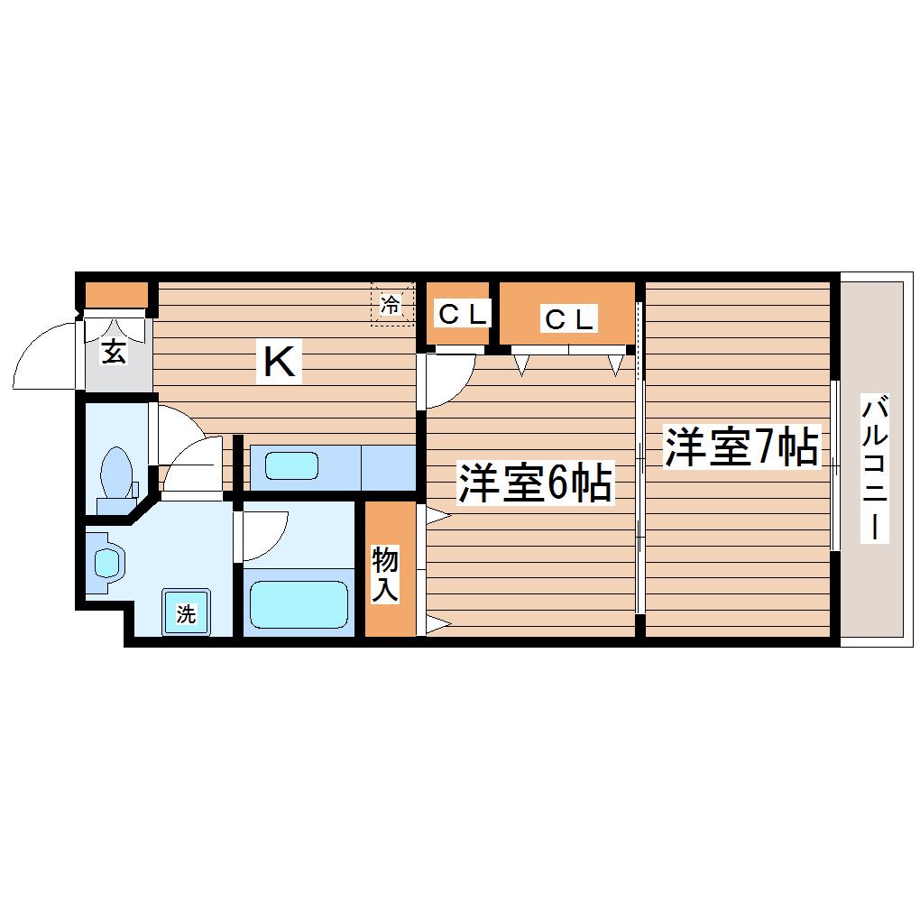 エソール(2K/4階)の間取り写真