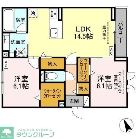 セレスティア唐山町(2LDK/3階)の間取り写真
