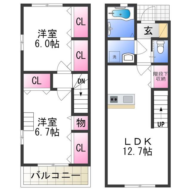 アドラブールヴィラ(2LDK/1階)の間取り写真