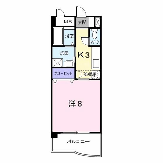 サニーヒルズK(1K/3階)の間取り写真