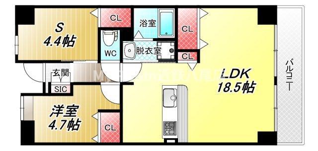 ルミエール八尾(2LDK/4階)の間取り写真