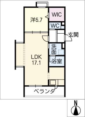 CALM TRES(1LDK/2階)の間取り写真