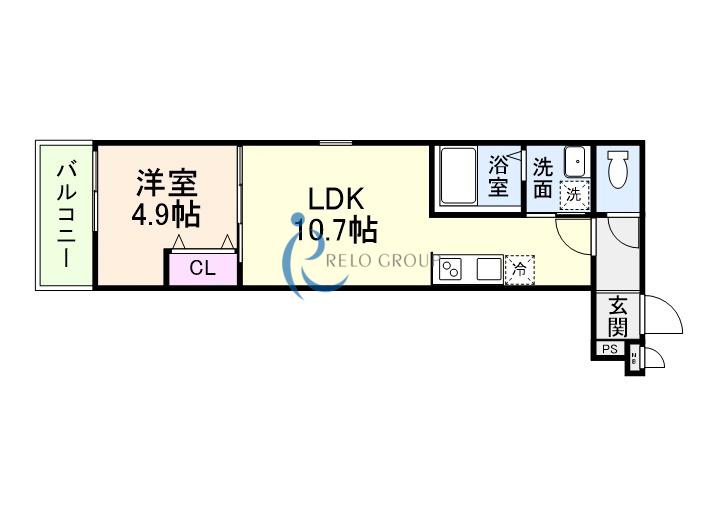 CHARME PARKSIDE I(1LDK/3階)の間取り写真