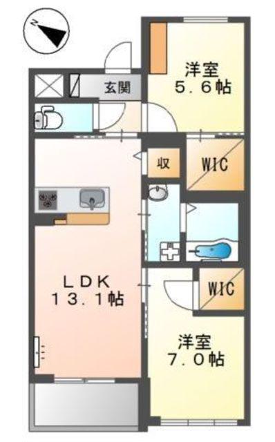 グリーンシャトー(2LDK/4階)の間取り写真