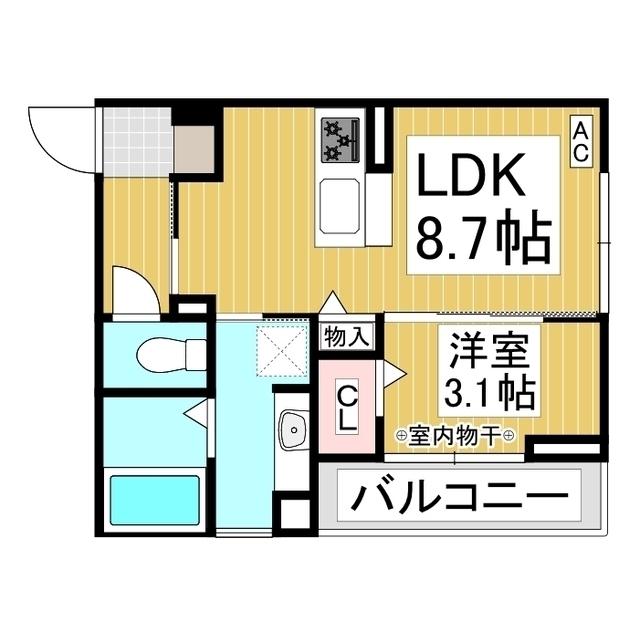 J-ROOM妃 VII番館 屋代駅前(1LDK/2階)の間取り写真