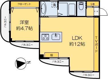 WAVEビル(1LDK/3階)の間取り写真