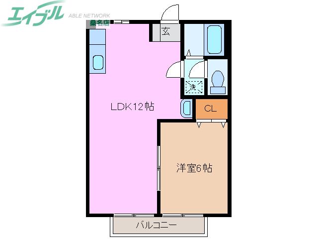 アミニティグリーンII(1LDK/2階)の間取り写真