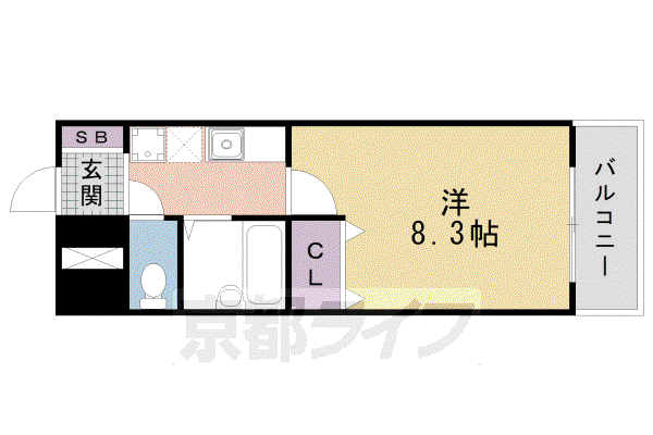 SIX BIJOUX堺町六角(1K/2階)の間取り写真