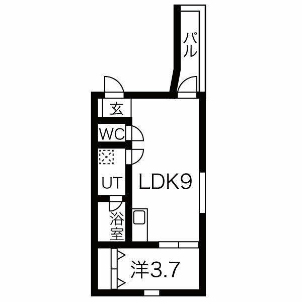 フォレスト笠寺(1LDK/3階)の間取り写真
