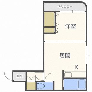 サン・ロイヤルハイツ(1DK/4階)の間取り写真