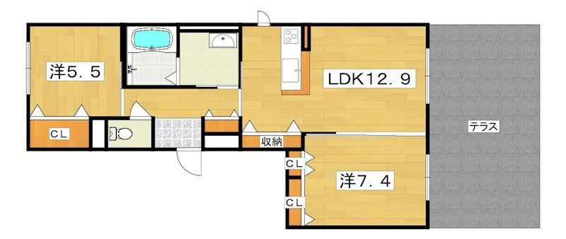 シャーメゾン桜丘I(2LDK/1階)の間取り写真