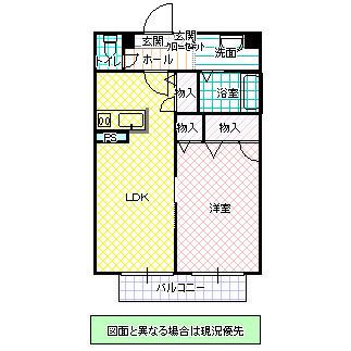 ディオールINADA(1LDK/2階)の間取り写真