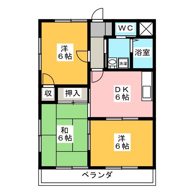 レジデンスYSR(3DK/2階)の間取り写真