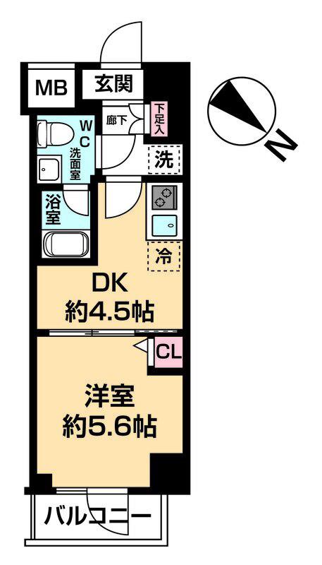 ラヴェニール町田(1DK/5階)の間取り写真