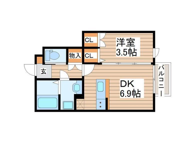コンフォール萩野町I(1DK/2階)の間取り写真