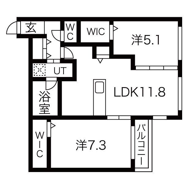 カーサ琴似(2LDK/2階)の間取り写真