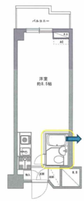 三越ゼームス坂マンション(1K/2階)の間取り写真