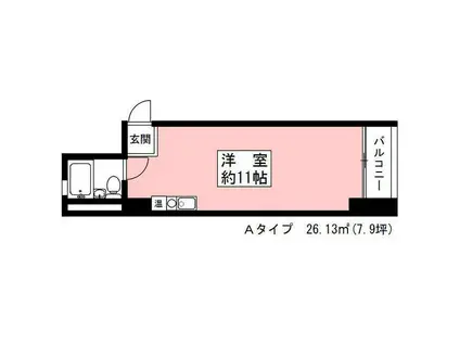 コートハウスツジ(ワンルーム/2階)の間取り写真