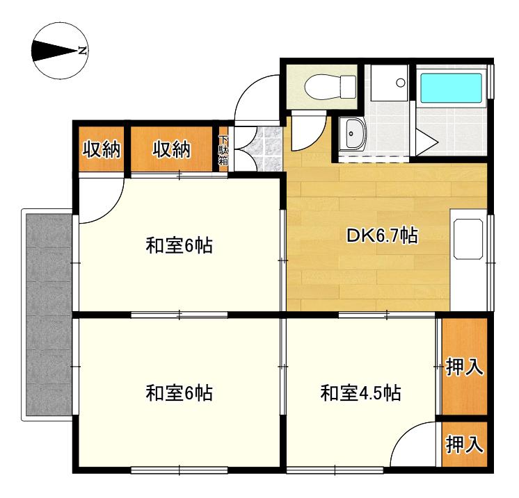 エントピア高木A(3DK/2階)の間取り写真