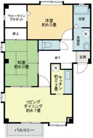 フォブール西須賀(2LDK/2階)の間取り写真