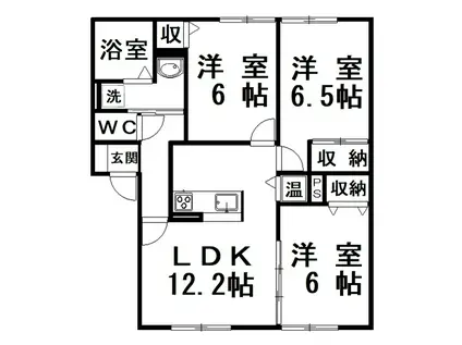 プレシャスコートD棟(3LDK/1階)の間取り写真