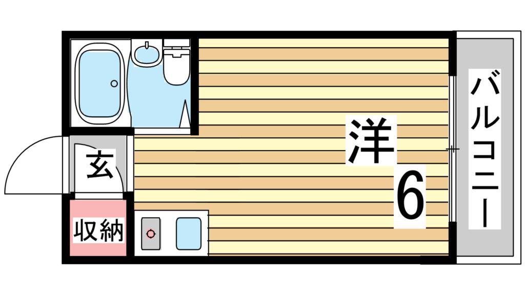 スカイコート(ワンルーム/4階)の間取り写真