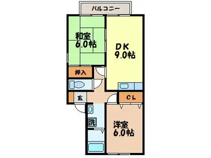 セジュールマリモII(2LDK/1階)の間取り写真