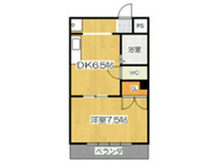 コーポ二村(1DK/2階)の間取り写真