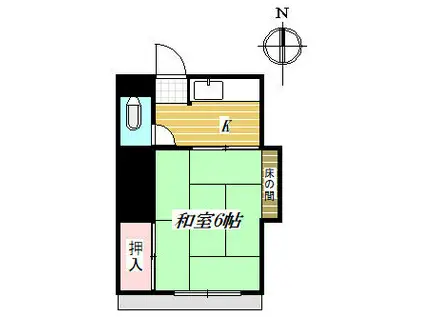川名荘(1K/2階)の間取り写真