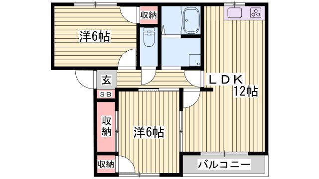 パストラル田寺東 A棟(2LDK/2階)の間取り写真