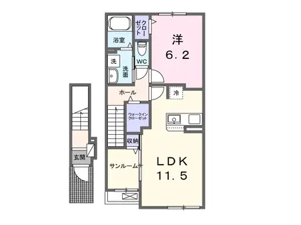 匝瑳市椿 1LDK(1LDK/2階)の間取り写真